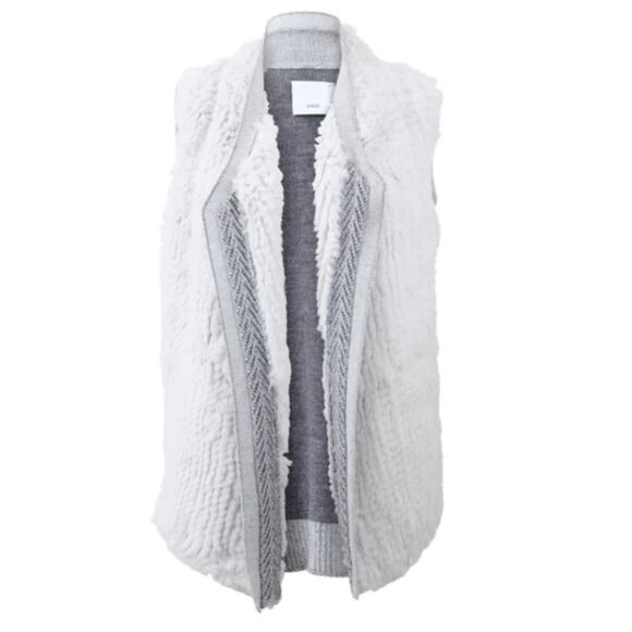 Sz M Medium Vince Grey Rex Rabbit Fur Sleeveless Sweater Vest V314276252 - Picture 2 of 9